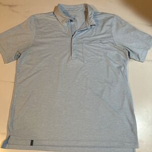 QOR Men's Soft Stretchy‎ Polo Golf Classicore Athliesure Shirt, Sky Blue, Sz L